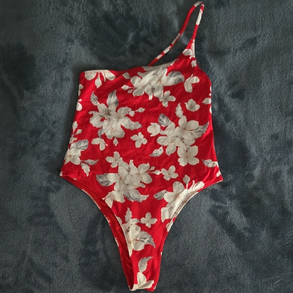 Frankie's Bikinis Other - Frankie's Bikinis Red Floral One-Shoulder Swimsuit